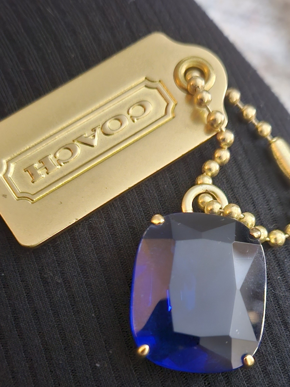 Authentic Rare Coach Y2K Large Blue Lucite Gem With Gold-tone Hangtag